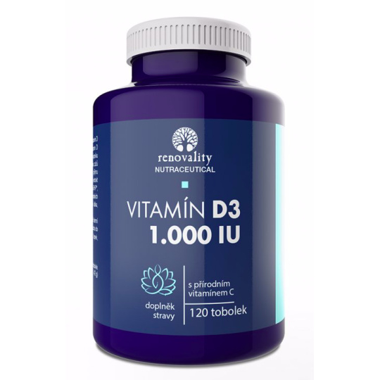 RENOVALITY Vitamín D3 1.000 IU obohacený přírodním vitamínem C expirace 28.5.2023