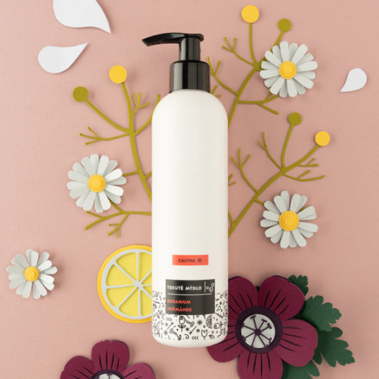 CALTHA Tekuté mýdlo Geranium a Heřmánek 250 ml po datu expirace 8/23