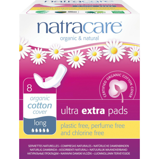 NATRACARE menstruační vložky ultra extra long s křidélky 8 ks
