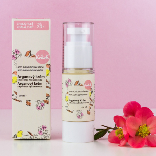 Kvitok Arganový krém s kyselinou hyaluronovou pro zralou pleť 30+ 30 ml