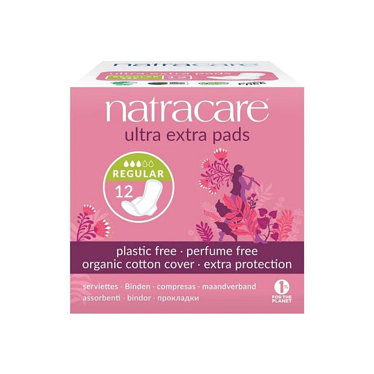 NATRACARE menstruační vložky ultra extra regular s křidélky 12 ks