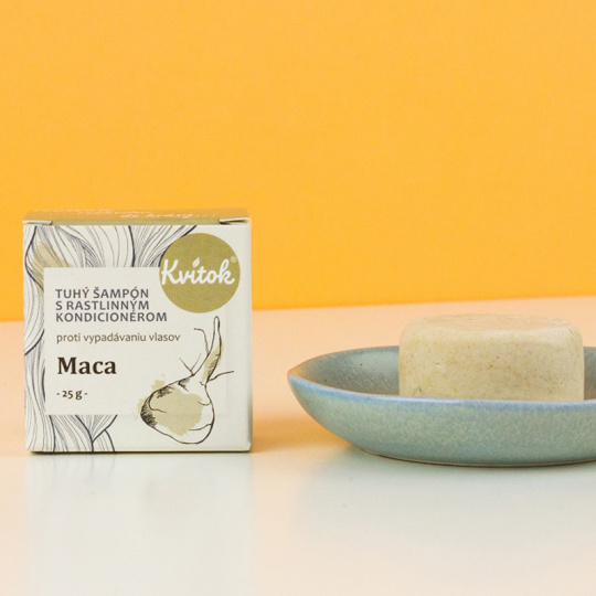 Kvitok Tuhý šampon s kondicionérem proti vypadávání vlasů Maca 25 g