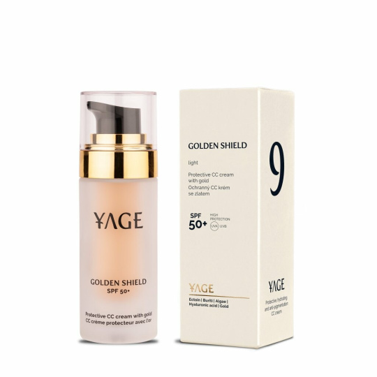 YAGE Č.9 Golden Shield CC krém se zlatem a SPF 50+ odstín světlá light
