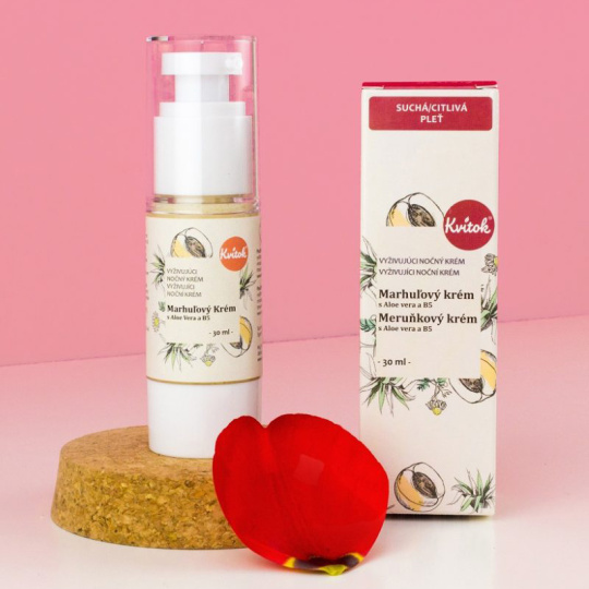 Kvitok Noční meruňkový krém s aloe vera a B5 pro suchou/citlivou pleť 30 ml