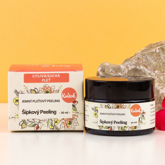 Kvitok Jemný šípkový peeling pro suchou/citlivou pleť 30 ml