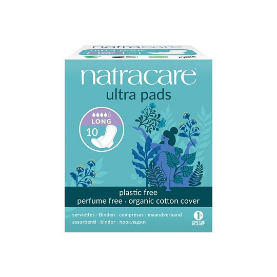 NATRACARE menstruační vložky ultra long s křidélky 10 ks NATRACARE menstruační vložky ultra long s křidélky 10 ks